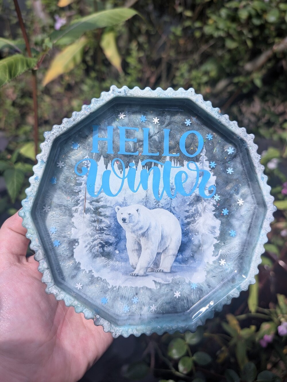 Handmade Hello Winter Polar Bear Trinket Dish
